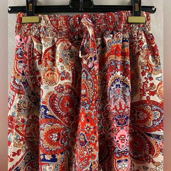 Paisley Print Wide Leg Pants Red - Picture 7 of 8